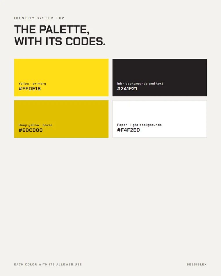 02 · The palette, with codes